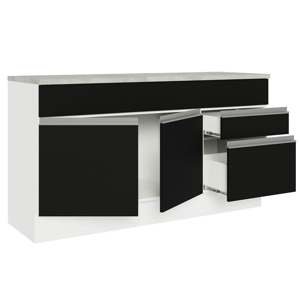 Balcão Gabinete De Pia Madesa Glamy 150 Cm 2 Gavetas 2 Portas (com Tampo) - Branco/preto Branco/preto - 8