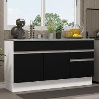 Balcão Gabinete De Pia Madesa Glamy 150 Cm 2 Gavetas 2 Portas (com Tampo) - Branco/preto Branco/preto - 1