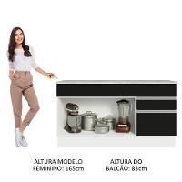 Balcão Gabinete De Pia Madesa Glamy 150 Cm 2 Gavetas 2 Portas (com Tampo) - Branco/preto Branco/preto - 7