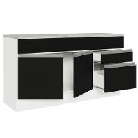 Balcão Gabinete De Pia Madesa Glamy 150 Cm 2 Gavetas 2 Portas (com Tampo) - Branco/preto Branco/preto - 8
