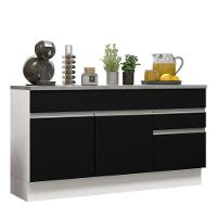 Balcão Gabinete De Pia Madesa Glamy 150 Cm 2 Gavetas 2 Portas (com Tampo) - Branco/preto Branco/preto - 11