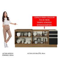 Kit Com 2 Balcões De Cozinha Madesa Glamy 4 Portas 3 Gavetas (sem Tampo E Pia) - Rustic/preto Rustic/preto - 7