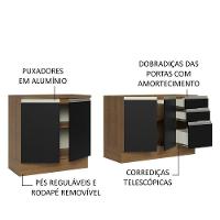 Kit Com 2 Balcões De Cozinha Madesa Glamy 4 Portas 3 Gavetas (sem Tampo E Pia) - Rustic/preto Rustic/preto - 8