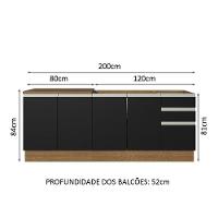 Kit Com 2 Balcões De Cozinha Madesa Glamy 4 Portas 3 Gavetas (sem Tampo E Pia) - Rustic/preto Rustic/preto - 9
