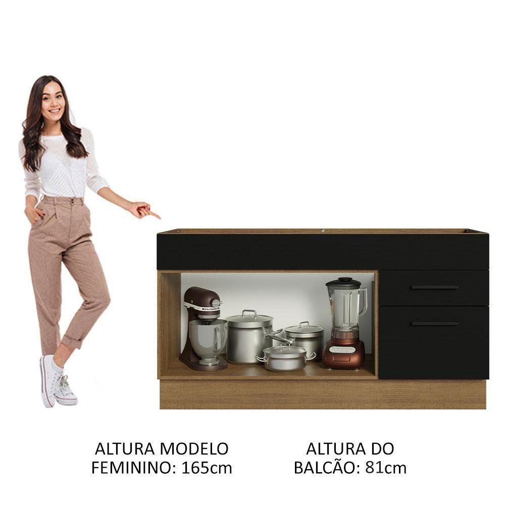 Balcão Gabinete De Pia Madesa Agata 150 Cm 2 Portas E 2 Gavetas (sem Tampo E Pia) - Rustic/preto Rustic/preto - 7