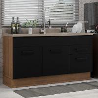 Balcão Gabinete De Pia Madesa Agata 150 Cm 2 Portas E 2 Gavetas (sem Tampo E Pia) - Rustic/preto Rustic/preto - 1