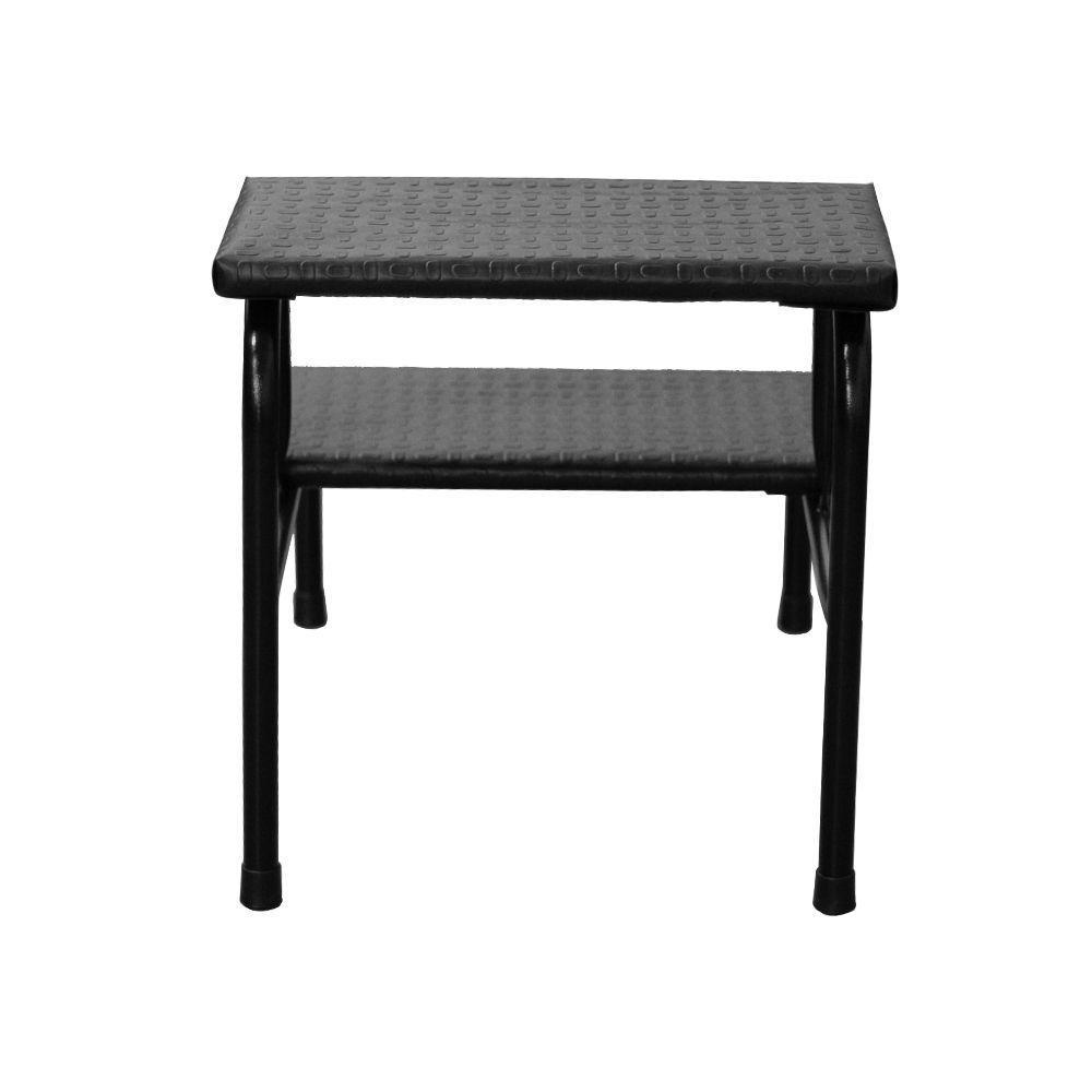 Escadinha Multiuso 2 Degraus Piso Em Mdf Com Emborrachado Antiderrapante Cor Preta Combo Stock - 3