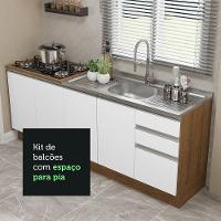 Kit Com 2 Balcões De Cozinha Madesa Glamy 4 Portas 3 Gavetas (sem Tampo E Pia) - Rustic/branco Rustic/branco - 6