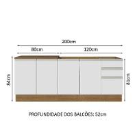 Kit Com 2 Balcões De Cozinha Madesa Glamy 4 Portas 3 Gavetas (sem Tampo E Pia) - Rustic/branco Rustic/branco - 9