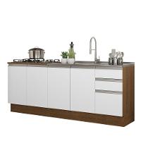 Kit Com 2 Balcões De Cozinha Madesa Glamy 4 Portas 3 Gavetas (sem Tampo E Pia) - Rustic/branco Rustic/branco - 10