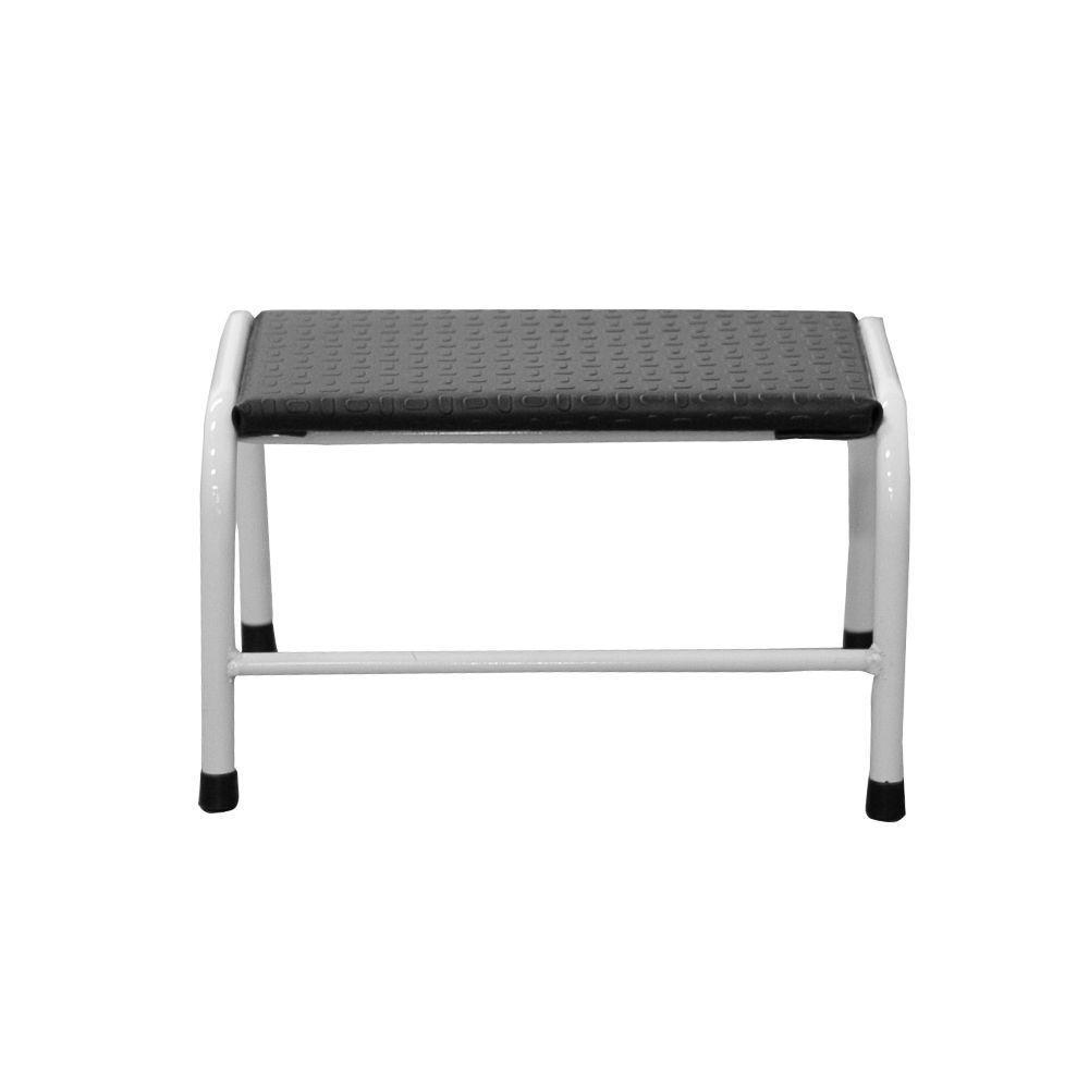 Escadinha Multiuso 1 Degrau Piso Em Mdf Com Emborrachado Antiderrapante Cor Branca Combo Stock - 2