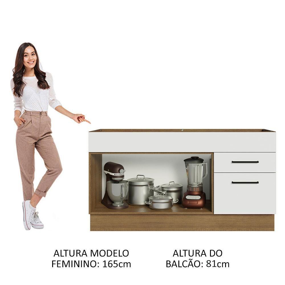 Balcão Gabinete De Pia Madesa Agata 150 Cm 2 Portas E 2 Gavetas (sem Tampo E Pia) - Rustic/branco Rustic/branco - 7