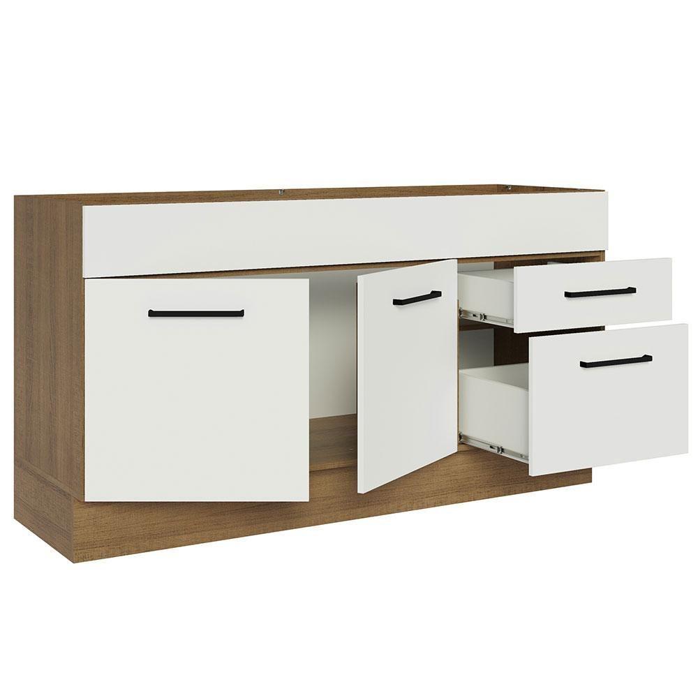 Balcão Gabinete De Pia Madesa Agata 150 Cm 2 Portas E 2 Gavetas (sem Tampo E Pia) - Rustic/branco Rustic/branco - 8