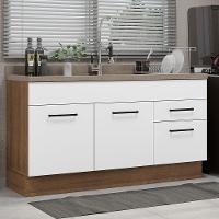 Balcão Gabinete De Pia Madesa Agata 150 Cm 2 Portas E 2 Gavetas (sem Tampo E Pia) - Rustic/branco Rustic/branco - 1