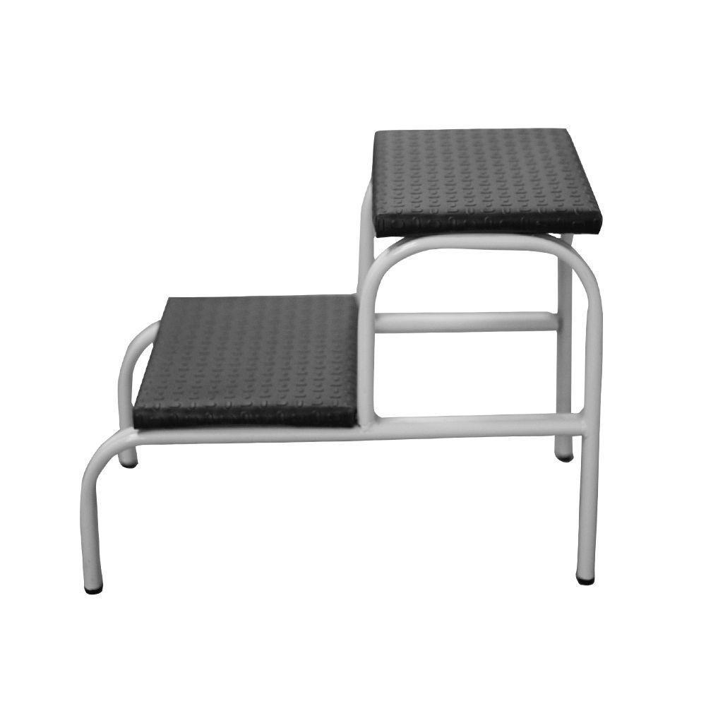 Escadinha Multiuso 2 Degraus Para Obeso Piso Em Mdf Com Emborrachado Antiderrapante Branca Combo - 2