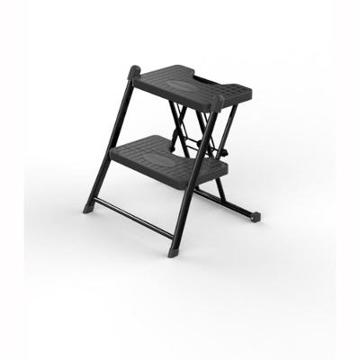 Escada Doméstica Alcance 2 Degraus Plástico Reforçado Preta Dobrável 120kg Anodilar