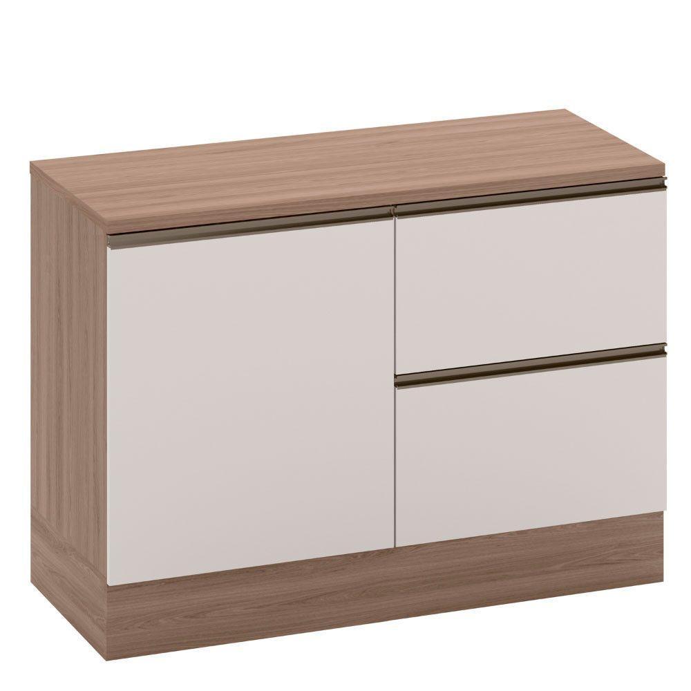 Balcão Com Tampo 120cm 1 Porta 3 Gavetas Etna Poliman Carvalho Oak E Off White - 7