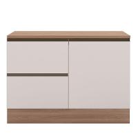 Balcão Com Tampo 120cm 1 Porta 3 Gavetas Etna Poliman Carvalho Oak E Off White - 1