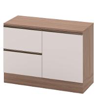 Balcão Com Tampo 120cm 1 Porta 3 Gavetas Etna Poliman Carvalho Oak E Off White - 2