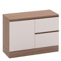 Balcão Com Tampo 120cm 1 Porta 3 Gavetas Etna Poliman Carvalho Oak E Off White - 7