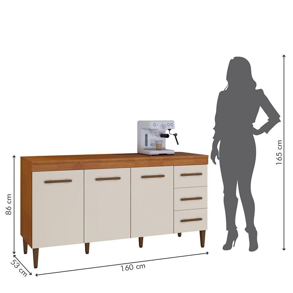 Balcão Atenas 3 Portas E 3 Gavetas Kaiki Móveis Nature/off White - 7