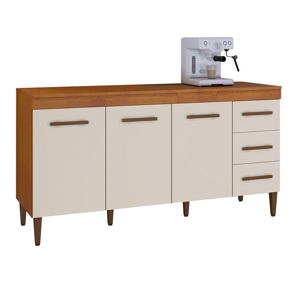 Balcão Atenas 3 Portas E 3 Gavetas Kaiki Móveis Nature/off White - 8