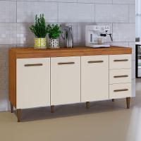 Balcão Atenas 3 Portas E 3 Gavetas Kaiki Móveis Nature/off White - 1