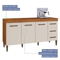 Balcão Atenas 3 Portas E 3 Gavetas Kaiki Móveis Nature/off White