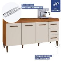 Balcão Atenas 3 Portas E 3 Gavetas Kaiki Móveis Nature/off White - 5
