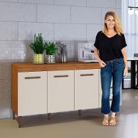 Balcão Atenas 3 Portas E 3 Gavetas Kaiki Móveis Nature/off White - 8