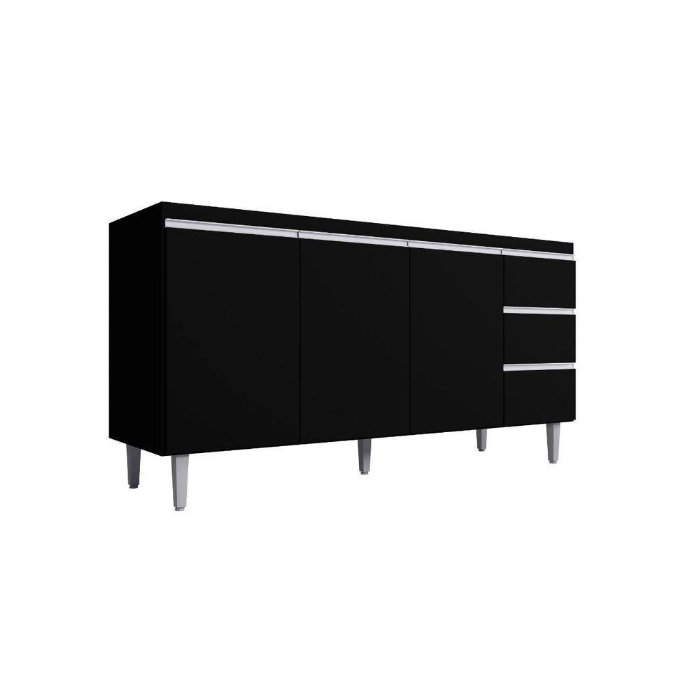 Balcão Gabinete Para Cozinha Andréia Com 160 Cm Preto Fosco - 3