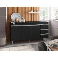 Balcão Gabinete Para Cozinha Andréia Com 160 Cm Preto Fosco - 1