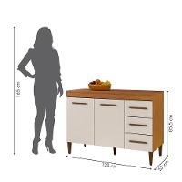 Balcão De Cozinha Com Tampo 2 Portas 3 Gavetas Virtus Nature/off White - 7