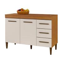 Balcão De Cozinha Com Tampo 2 Portas 3 Gavetas Virtus Nature/off White - 8