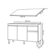 Balcão Gabinete Para Pia Com Tampo 120cm 3 Portas E 1 Gaveta Tatiane Preto - Ajl Móveis - 2