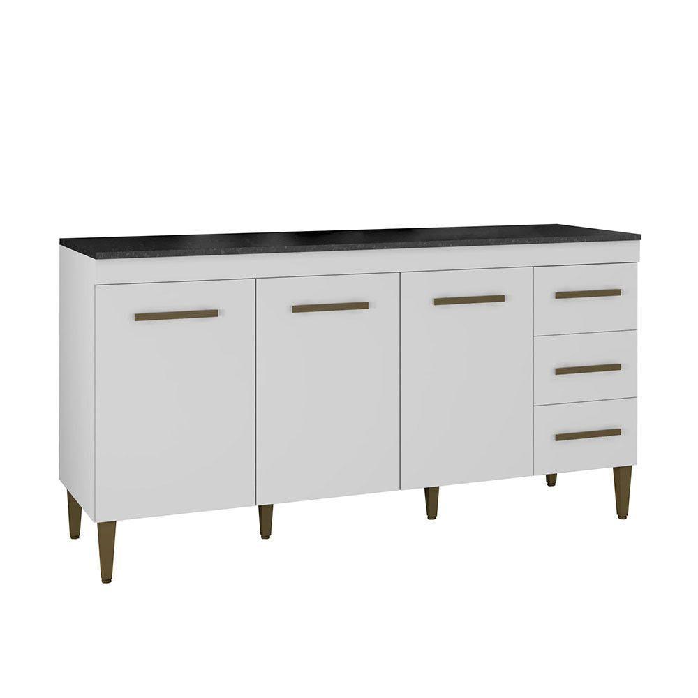 Balcão Atenas 3 Portas E 3 Gavetas Kaiki Móveis Branco - 7