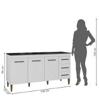 Balcão Atenas 3 Portas E 3 Gavetas Kaiki Móveis Branco - 6