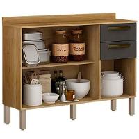 Balcão Valência Carvalho/grafite Salleto Móveis Carvalho Com Grafite - 2