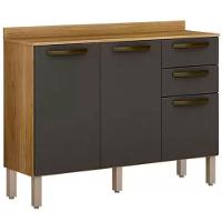 Balcão Valência Carvalho/grafite Salleto Móveis Carvalho Com Grafite - 3