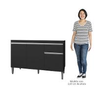 Balcão Gabinete Para Pia Sem Tampo 120cm 3 Portas E 1 Gaveta Tatiane Preto - Ajl Móveis - 3