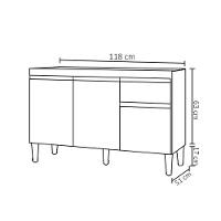 Balcão Gabinete Para Pia Sem Tampo 120cm 3 Portas E 1 Gaveta Tatiane Preto - Ajl Móveis - 5