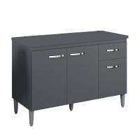 Balcão Gabinete Para Pia Com Tampo 120cm 3 Portas E 1 Gaveta Gabriela Cinza - Ajl Móveis - 1