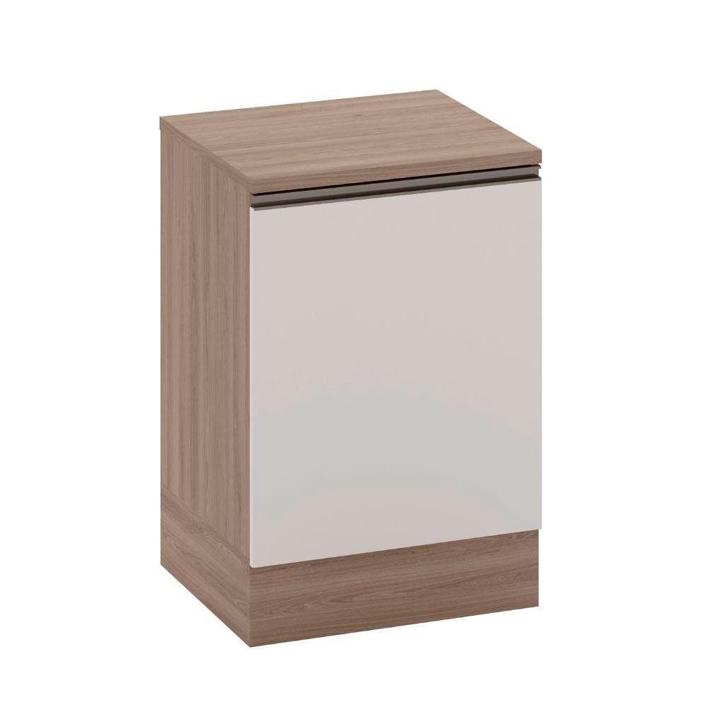 Balcão Com Tampo 58 Cm 1 Porta Etna Poliman Móveis Carvalho Oak E Off White - 1