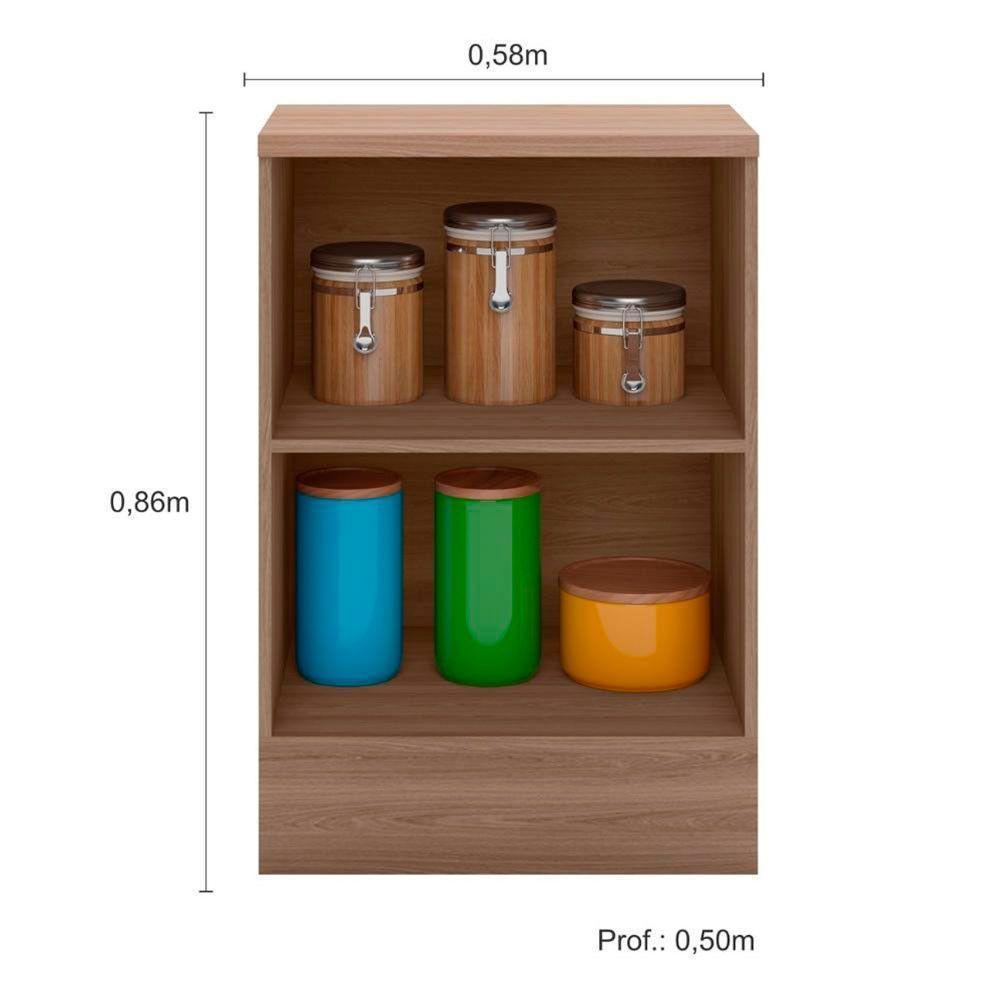 Balcão Com Tampo 58 Cm 1 Porta Etna Poliman Móveis Carvalho Oak E Off White - 4