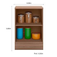 Balcão Com Tampo 58 Cm 1 Porta Etna Poliman Móveis Carvalho Oak E Off White