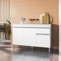 Balcão Gabinete De Pia Sem Tampo 120Cm 3 Portas Tatiane - Ajl Móveis Cor Branco - 3