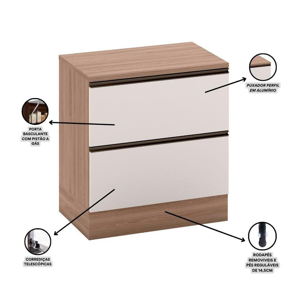 Balcão Com Tampo 80 Cm 1 Porta 1 Gaveta Etna Poliman Móveis Carvalho Oak E Off White - 4