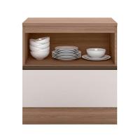 Balcão Com Tampo 80 Cm 1 Porta 1 Gaveta Etna Poliman Móveis Carvalho Oak E Off White - 9