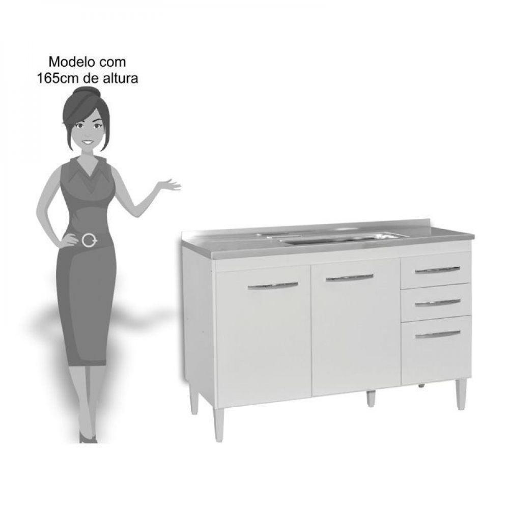 Balcão Gabinete de Pia 120cm Suécia 03 Portas 02 Gavetas - 2