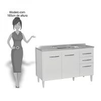 Balcão Gabinete de Pia 120cm Suécia 03 Portas 02 Gavetas - 2